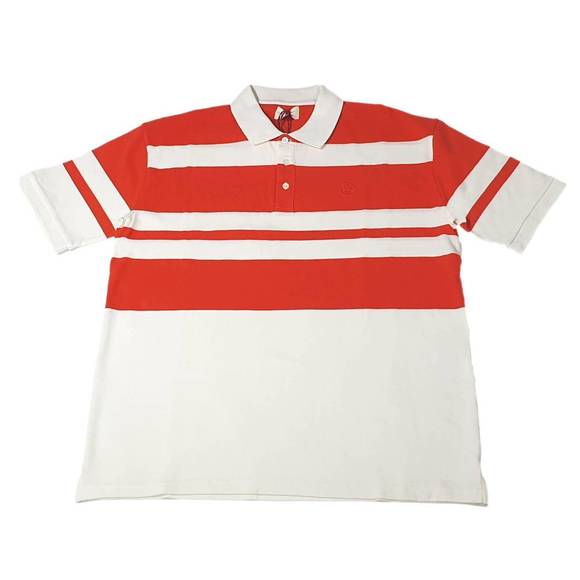 NEW BALLY men's striped polo shirt in bone/orange